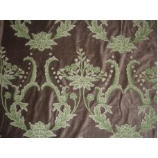 Crewel Fabric Bloom Garden Green Cotton Velvet
