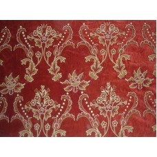 Crewel Fabric Bloom Passion Red Cotton Velvet