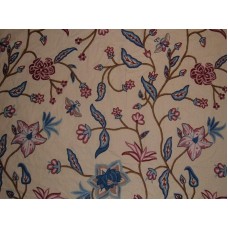 Crewel Fabric Butterfly on Blooms Pearl Glow Cotton Duck