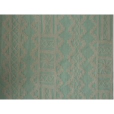 Crewel Fabric Chariot White on Sea Green Linen