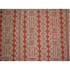 Crewel Fabric Chariot White on Coral Linen