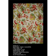 Crewel Fabric Design No - 001 Cotton Linen Fabric