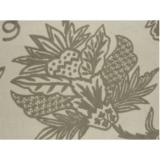 Crewel Fabric Flora Grey of Off White Cotton
