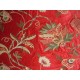 Crewel Fabric Flora Red Cotton Velvet