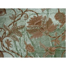Crewel Fabric Flora Light Green Cotton Viscose Velvet