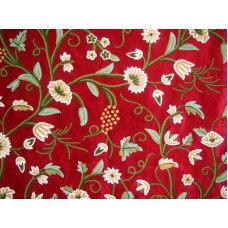Crewel Fabric Grapes Exotic Red Cotton