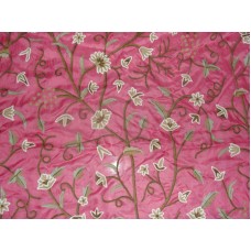 Crewel Fabric Grapes Queen Pink Silk Organza