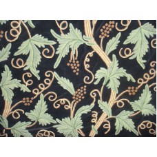 Crewel Fabric Grapevine Black Nocturn Cotton Velvet