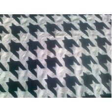 Crewel Fabric Hound's Tooth Black on White