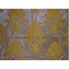 Crewel Fabric Konark Gold on Tan Brown Cotton Velvet
