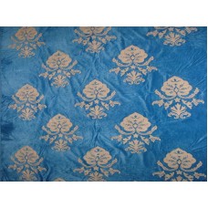 Crewel Fabric Konark White on Royal Blue Cotton Velvet