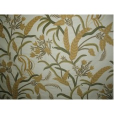 Crewel Fabric Leaves Off White Cotton Duck