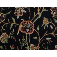 Crewel Fabric Lotus Black Nocturn Cotton Velvet