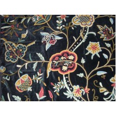 Crewel Fabric Lotus Classic Black Cotton Viscose Velvet