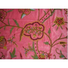 Crewel Fabric Lotus Classic Candy Pink Cotton Velvet