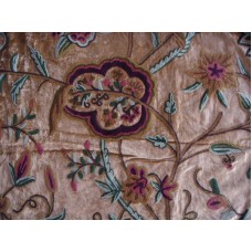 Crewel Fabric Lotus Classic Choco Brown Cotton Velvet