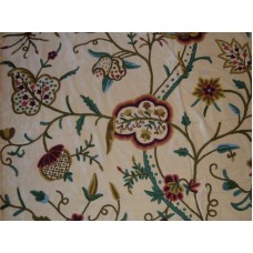 Crewel Fabric Lotus Classic Milky Cream Cotton Velvet