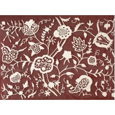 Crewel Fabric Lotus Vermillion Silk Organza