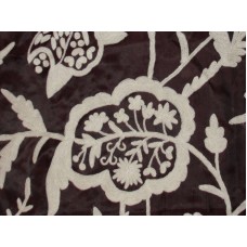 Crewel Fabric Lotus Classic White on Black Cotton Duck