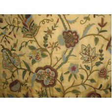 Crewel Fabric Lotus Gold Silk Organza