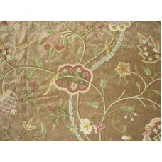 Crewel Fabric Lotus Sparrow Cotton Velvet