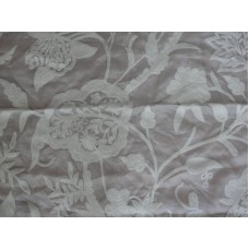 Crewel Fabric Lotus White on Classic White Silk `