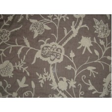 Crewel Fabric Lotus White on Dark Melange Wool