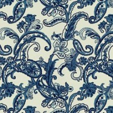 Crewel Fabric Susanna Paisley Navy Blue Cotton Duck