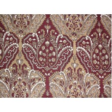 Crewel Fabric Paisley Tapestry  Brights with  Apricot Red Cotton