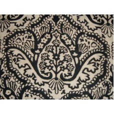 Crewel Fabric Paisley Tapestry Black and White Cotton Duck