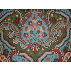 Crewel Fabric Paisley Tapestry Blue Cotton Duck