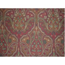 Crewel Fabric Paisley Tapestry Red Cotton Duck