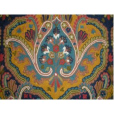 Crewel Fabric Paisley Tapestry Yellow Cotton Duck