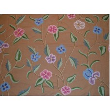 Crewel Fabric Pansies Cafe Cotton Duck