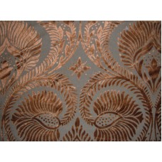 Crewel Fabric Peacock Rust on Brown Brasso Velvet