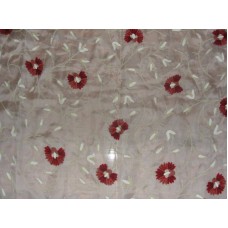 Crewel Fabric Random Flowers Raw Silk Organza