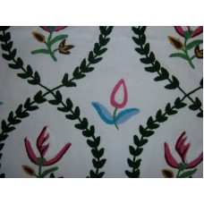 Crewel Fabric Ruby Off White Cotton Duck