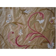 Crewel Fabric Sara Antique Tan Brown Cotton Velvet