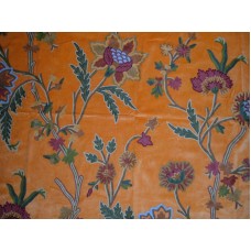 Crewel Fabric Shalimar Bright Orange Cotton Velvet