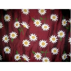 Crewel Fabric Sunflower Vermillion Silk Organza
