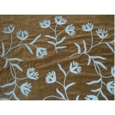 Crewel Fabric Tarang Greenish Brown Cotton