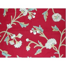 Crewel Fabric Winter Time Bright Red Cotton Duck