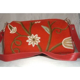 Crewel Handbag Grapes Exotic Red Cotton