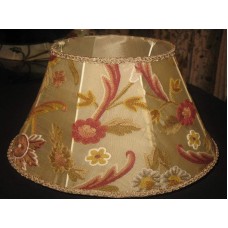 Crewel Lamp Shade Art Nouveau Gold Silk Organza
