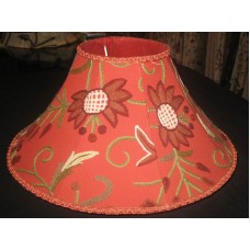 Crewel Lamp Shade Marigold Red Cotton Duck
