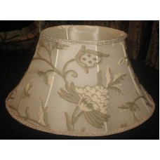 Crewel Lamp Shade Tree of Life Neutrals on Classic White Silk Organza