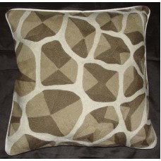 Crewel Pillow ChainStitch Giraffe Brown on White Cotton