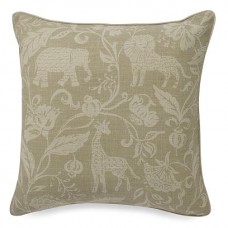 Crewel Pillow Colonial Safari Natural Linen