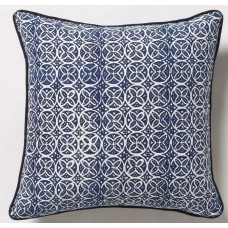 Crewel Pillow Diamond Vine Navy Blue Cotton Duck