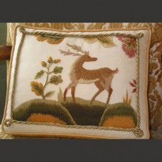 Crewel Pillow Elizabethan Stag Multi Cotton Duck (16x16)